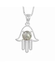 925 Sterling Silver Labradorite Hamsa Pendant Necklace