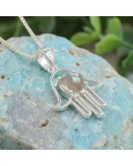 925 Sterling Silver Labradorite Hamsa Pendant Necklace