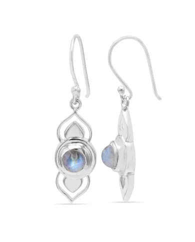 925 Sterling Silver Rainbow Moonstone Drop Earrings