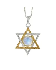 925 Sterling Silver Bezel-Set Raw Moonstone Pendant Necklace