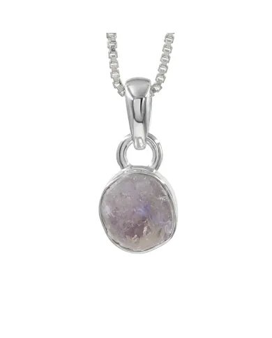 925 Sterling Silver Bezel-Set Raw Moonstone Pendant Necklace