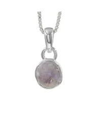 925 Sterling Silver Bezel-Set Raw Moonstone Pendant Necklace