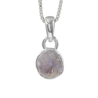 925 Sterling Silver Bezel-Set Raw Moonstone Pendant Necklace