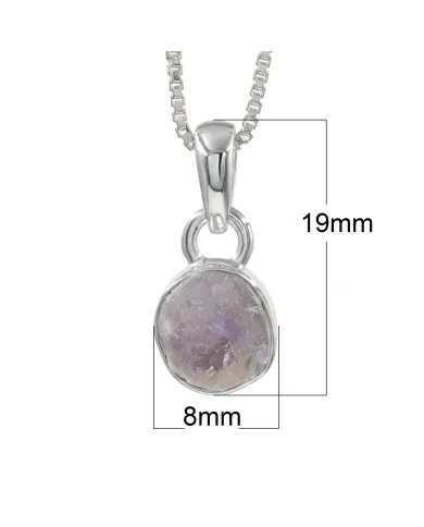 925 Sterling Silver Bezel-Set Raw Moonstone Pendant Necklace