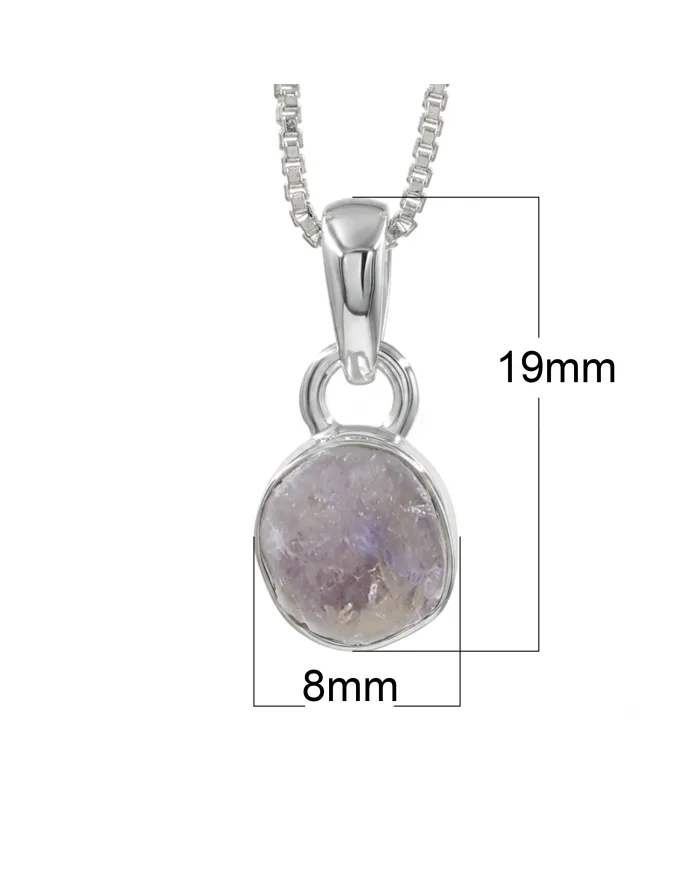 925 Sterling Silver Bezel-Set Raw Moonstone Pendant Necklace