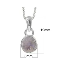 925 Sterling Silver Bezel-Set Raw Moonstone Pendant Necklace