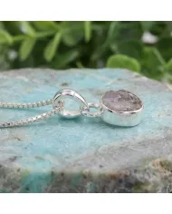 925 Sterling Silver Bezel-Set Raw Moonstone Pendant Necklace