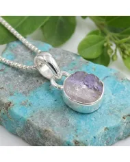 925 Sterling Silver Bezel-Set Raw Moonstone Pendant Necklace