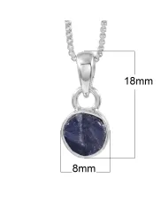 925 Sterling Silver Bezel-Set Raw Blue Sapphire Pendant Necklace