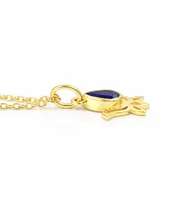 Blue Sapphire Lotus Pendant Necklace, 18K Gold Plated Jewelry for Women