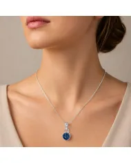 925 Sterling Silver Bezel-Set Raw Blue Sapphire Pendant Necklace