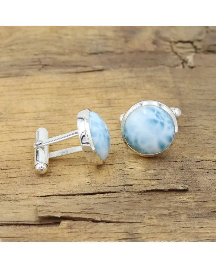 Larimar Men's Cufflinks - 925 Sterling Silver Formal Accessory