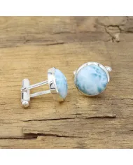 Larimar Men's Cufflinks - 925 Sterling Silver Formal Accessory