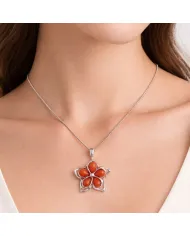 Coral Flower Charm Pendant – Handmade 925 Sterling Silver Jewelry