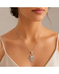 925 Sterling Silver Labradorite Hamsa Pendant Necklace