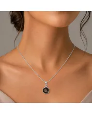 Hexagon Smoky Quartz Pendant Necklace In 925 Sterling Silver
