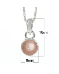 925 Sterling Silver Bezel-Set Raw Rose Quartz Pendant Necklace