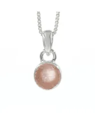 925 Sterling Silver Bezel-Set Raw Rose Quartz Pendant Necklace