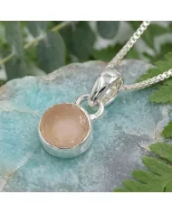 925 Sterling Silver Bezel-Set Raw Rose Quartz Pendant Necklace