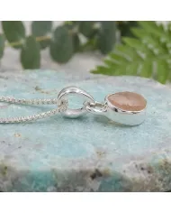 925 Sterling Silver Bezel-Set Raw Rose Quartz Pendant Necklace