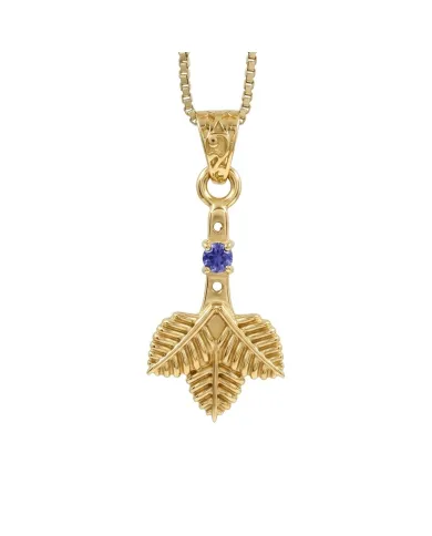 18K Gold-Plated Iolite Pendant, Handmade Three-Leaf Charm Necklace