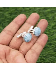 Larimar Men's Cufflinks - 925 Sterling Silver Formal Accessory