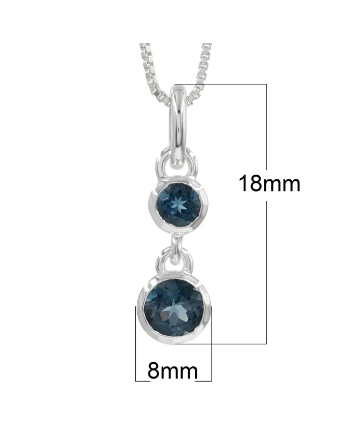 London Blue Topaz Teardrop Pendant Necklace in 925 Sterling Silver