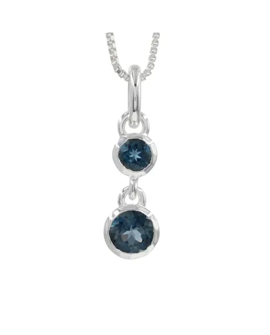 London Blue Topaz Teardrop Pendant Necklace in 925 Sterling Silver