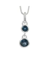 London Blue Topaz Teardrop Pendant Necklace in 925 Sterling Silver