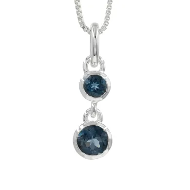 London Blue Topaz Teardrop Pendant Necklace in 925 Sterling Silver