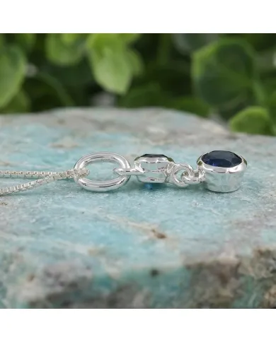 London Blue Topaz Teardrop Pendant Necklace in 925 Sterling Silver
