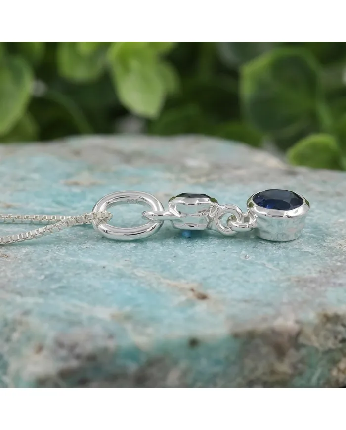 London Blue Topaz Teardrop Pendant Necklace in 925 Sterling Silver