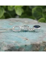 London Blue Topaz Teardrop Pendant Necklace in 925 Sterling Silver