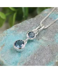 London Blue Topaz Teardrop Pendant Necklace in 925 Sterling Silver