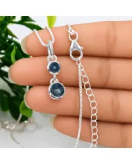 London Blue Topaz Teardrop Pendant Necklace in 925 Sterling Silver