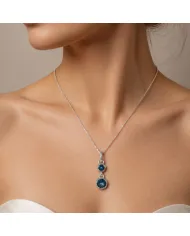 London Blue Topaz Teardrop Pendant Necklace in 925 Sterling Silver