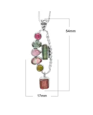Multi Tourmaline Pendant 925 Sterling Silver Handmade Gemstone Jewelry