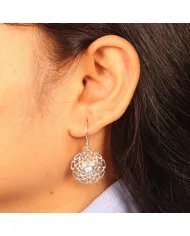 Rainbow Moonstone Flower Earrings - 925 Sterling Silver Dainty Jewelry