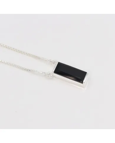 Black Onyx Pendant - 925 Sterling Silver Necklace for Women