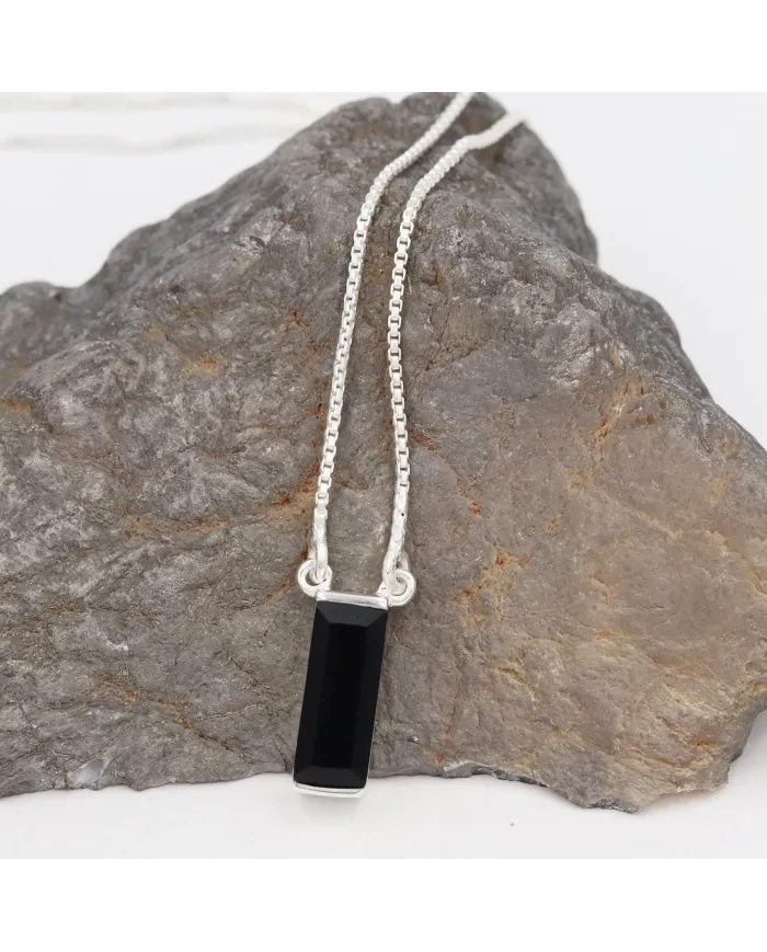 Black Onyx Pendant - 925 Sterling Silver Necklace for Women