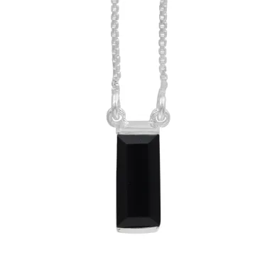 Black Onyx Pendant - 925 Sterling Silver Necklace for Women