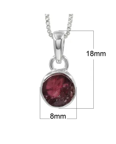 925 Sterling Silver Bezel-Set Raw Garnet Pendant Necklace
