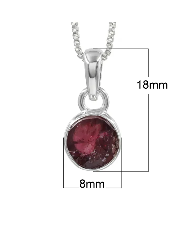 925 Sterling Silver Bezel-Set Raw Garnet Pendant Necklace