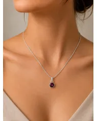 925 Sterling Silver Bezel-Set Raw Garnet Pendant Necklace