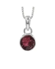 925 Sterling Silver Bezel-Set Raw Garnet Pendant Necklace