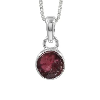 925 Sterling Silver Bezel-Set Raw Garnet Pendant Necklace