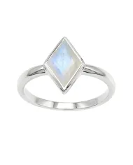 Rhombus Moonstone Ring 925 Sterling Silver Geometric Gemstone Jewelry