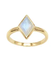 Rhombus Moonstone Ring 925 Sterling Silver Geometric Gemstone Jewelry