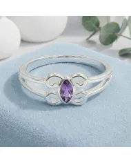Amethyst Marquise Ring 925 Sterling Silver - Handmade Jewelry for Her
