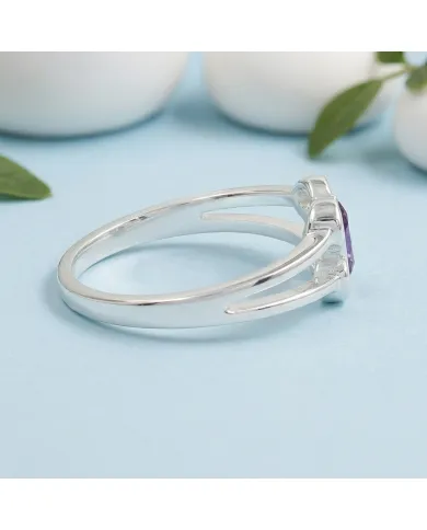 Amethyst Marquise Ring 925 Sterling Silver - Handmade Jewelry for Her